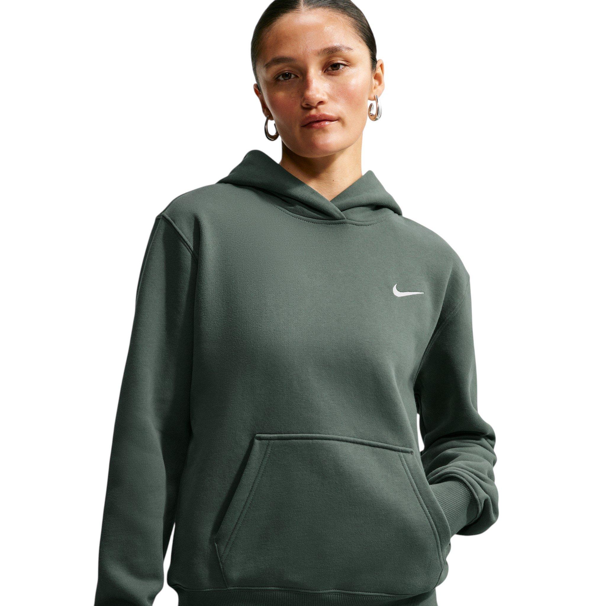 Nike Women's Studio Fleece Medium Weight Classic Pullover Hoodie - Green - GREEN